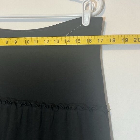 Ann Taylor Loft Petite Large Skirt Black Tiered Witchy Fairygoth Stretch NWT - Picture 3 of 7